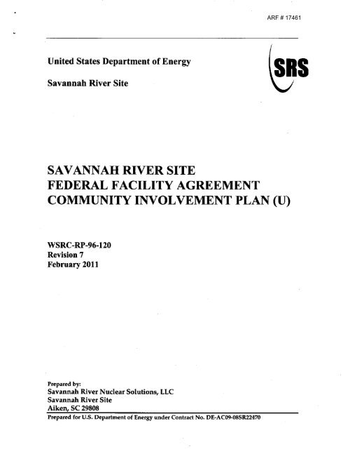 SRS Community Involvement Plan - Savannah River Site
