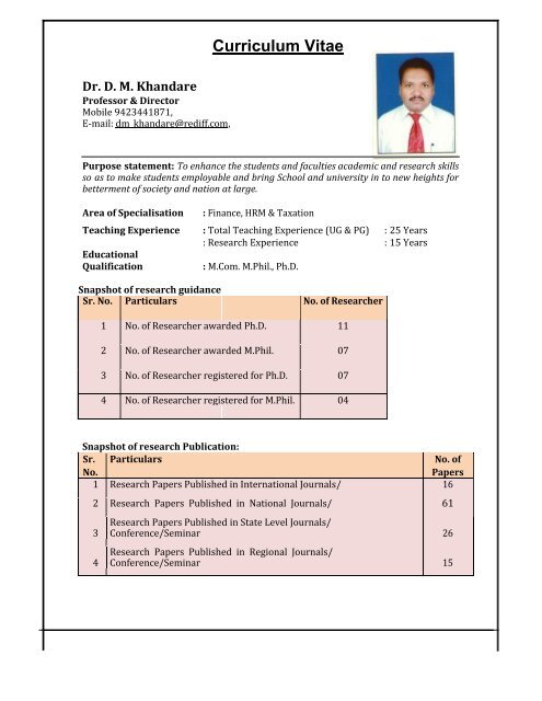 Dr. D M Khandare - The Swami Ramanand Teerth Marathwada ...