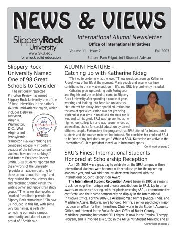 News and Views Fall 2003. - Slippery Rock University