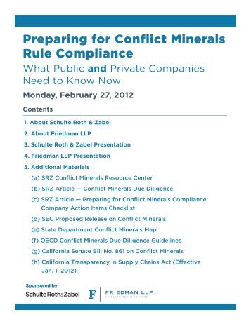 Preparing for Conflict Minerals Rule Compliance - Schulte Roth ...