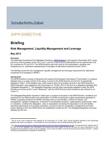 Briefing - Schulte Roth & Zabel LLP