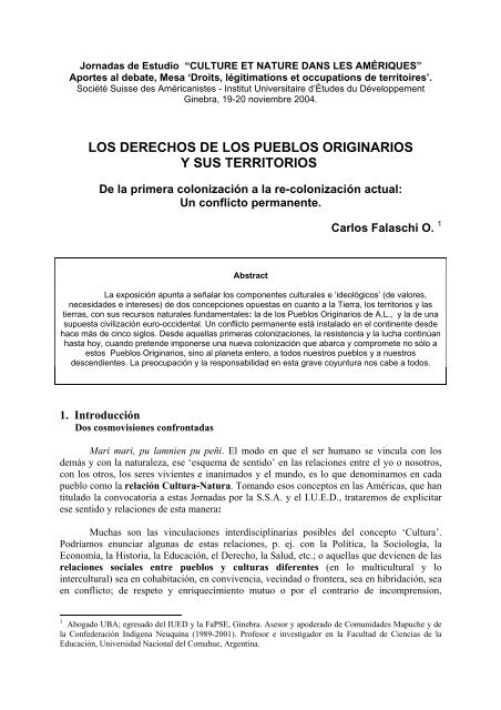 los derechos de los pueblos originarios y sus territorios