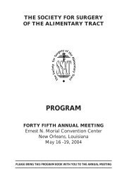 52ND ANNUAL MEETING - Society for Surgery of the Alimentary Tract