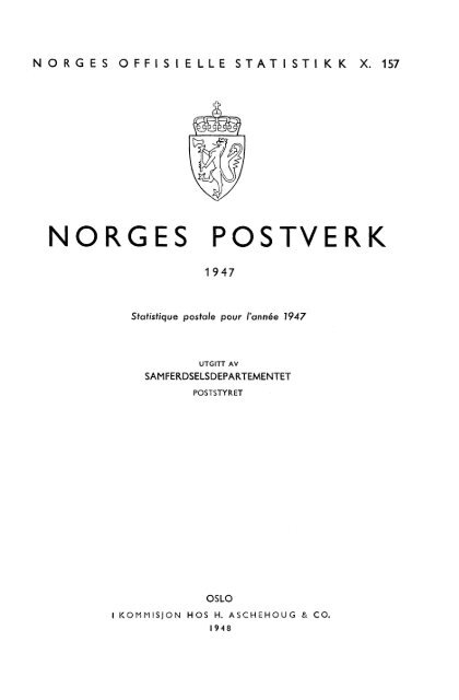 Norges Postverk 1947 - SSB