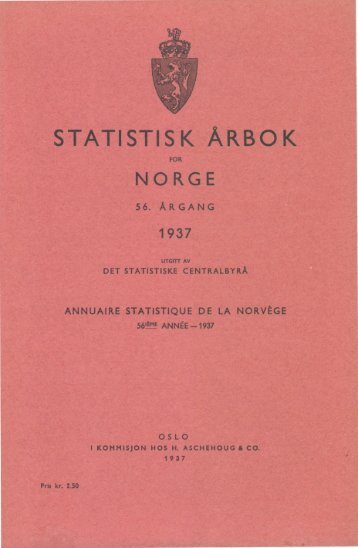 Statistisk Ãrbok for Norge 1937 - SSB