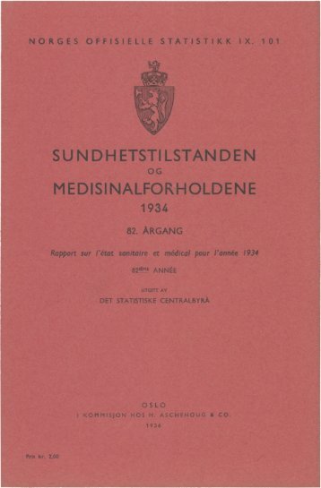 Sundhetstilstanden og medisinalforholdene 1934 - SSB