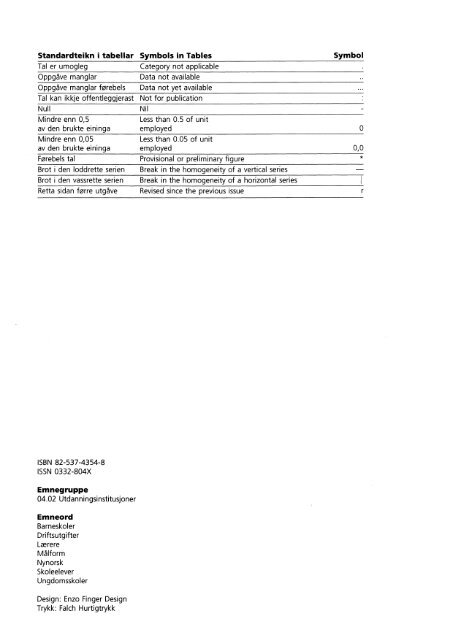 Utdanningsstatistikk. Grunnskolar 1.september 1995 - Statistisk ...