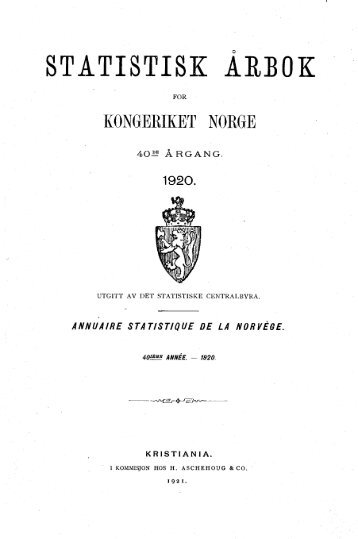 Statistisk Ã¥rbok 1920