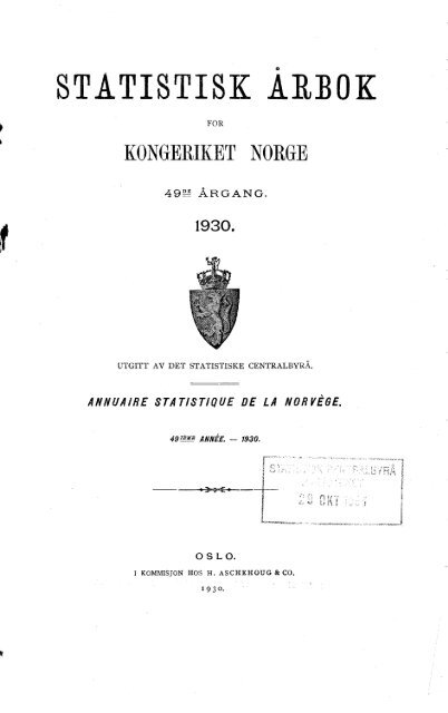 Statistisk ï¿¥rbok 1930 - SSB