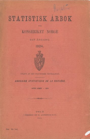 Statistisk Ã¥rbok for kongeriket Norge 1924 - SSB