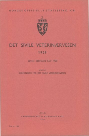 Det sivile veterinÃ¦rvesen 1939 - SSB