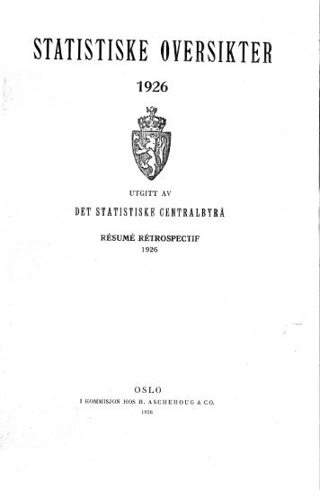 Historisk statistikk 1926 - SSB