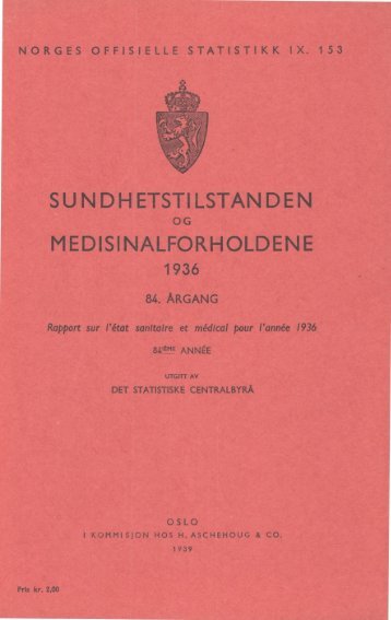 Sundhetstilstanden og medisinalforholdene 1936. 84. Ã¥rgang