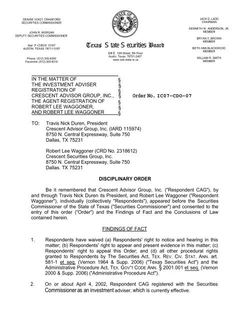 texas investment adviser invoice