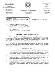 Emergency Cease and Desist Order - Texas State Securities Board