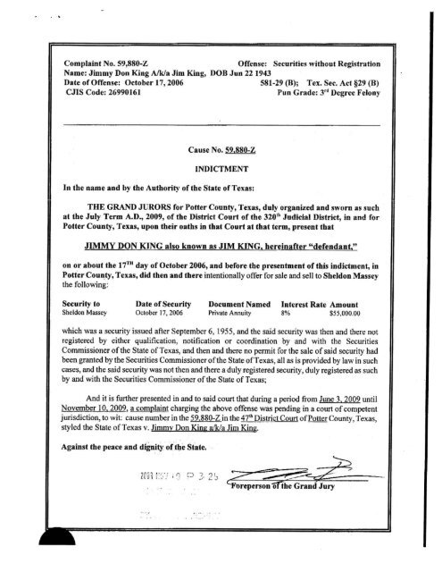 indictment - Texas State Securities Board