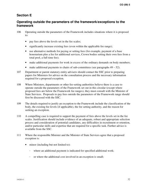 Fees framework for members appointed to bodies in which the ...