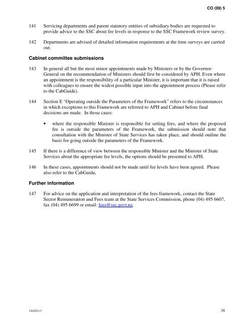 Fees framework for members appointed to bodies in which the ...