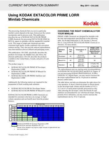 Using KODAK EKTACOLOR PRIME LORR Minilab Chemicals - 125px