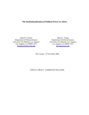 The Institutionalization of Political Power in Africa - Social Sciences ...