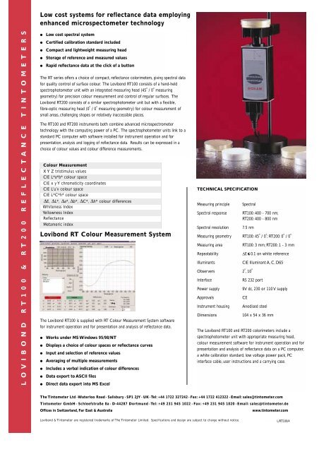 Reflectance Data for Colour Control