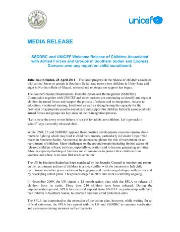 MEDIA RELEASE - SSDDRC