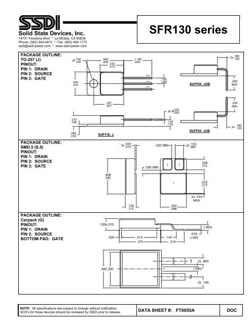 SFR130 series - Solid State Devices, Inc.