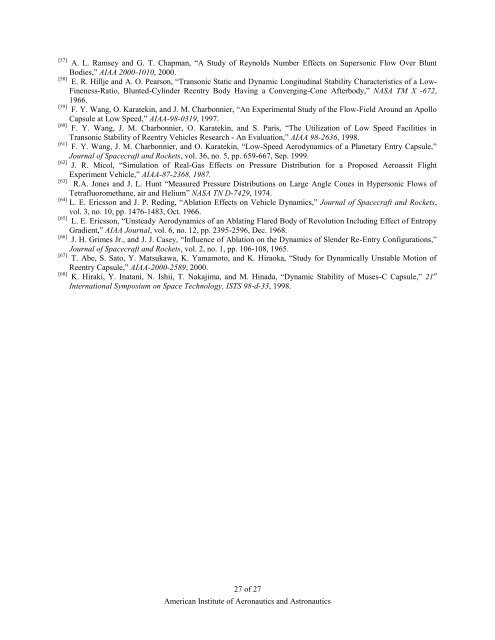 Survey of Blunt Body Dynamic Stability in Supersonic Flow