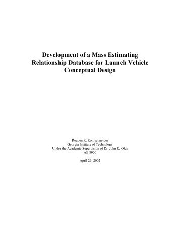 Development of a Mass Estimating Relationship Database for ...