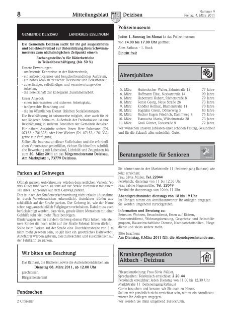 Altpapier- und Altkleider- Sammlung - Gemeinde Deizisau