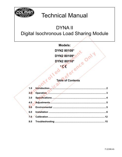 DYNA II Digital Isochronous Load Sharing - ssdservice.pl