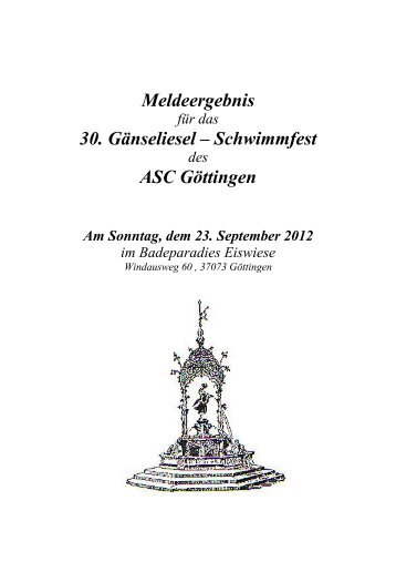 Meldeergebnis 30. GÃ¤nseliesel â Schwimmfest ASC ... - SSG Fuldatal