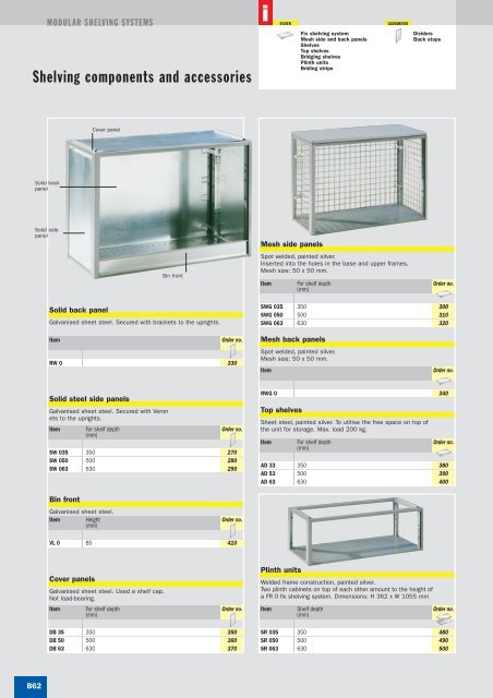 Shelving components and accessories - SSI-Schaefer