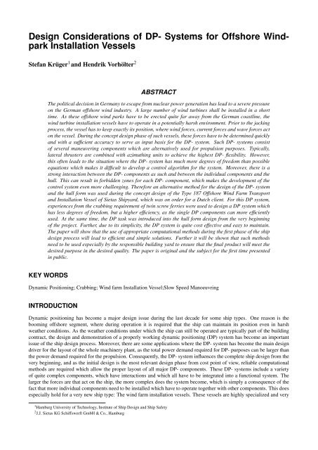 Design Considerations of DP- Systems for Offshore Windpark ...