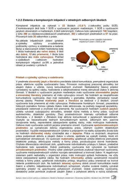 Správa - Štátna školská inšpekcia