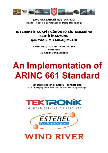 An Implementation of ARINC 661 Standard - Savunma Sanayii ...