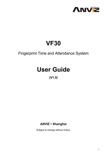 VF30 User Guide - ANVIZ