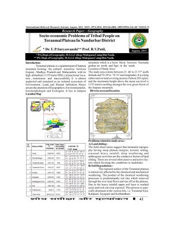 Socio-economic Problems of Tribal People on Toranmal Plateau In ...