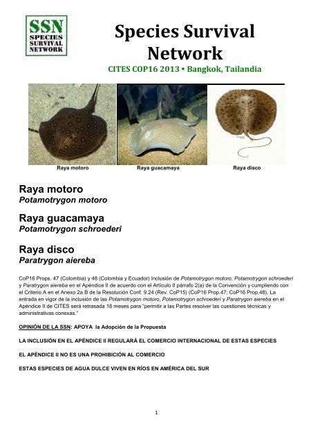 CoP16 Prop. 47 y 48 Colombia - Species Survival Network
