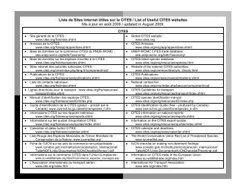 une liste des sites Internet CITES utiles - Species Survival Network