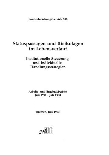 Statuspassagen und Risikolagen im Lebensverlauf - SSOAR