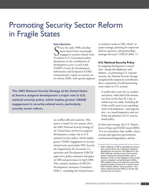 promoting security sector reform in fragile states - GFN-SSR