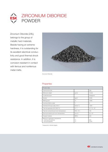 ZIRCONIUM DIBORIDE POWDER - ESK