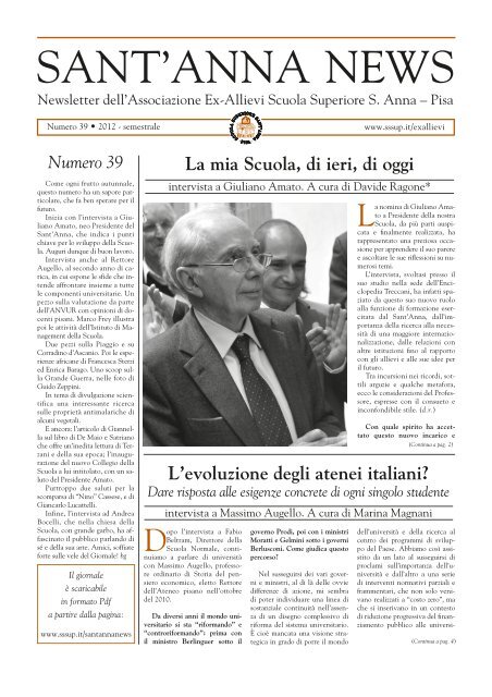 Sant'Anna news, numero 39 - Scuola Superiore Sant'Anna