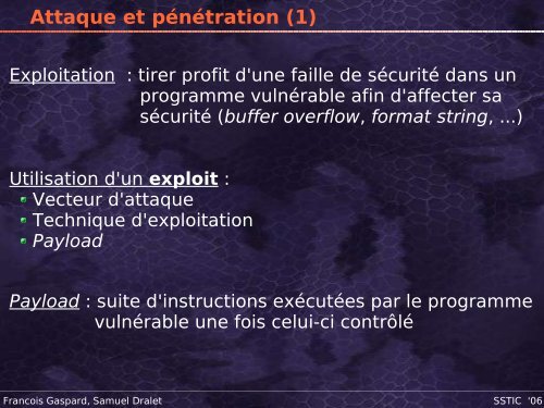 Corruption de la mÃ©moire lors de l'exploitation - Sstic