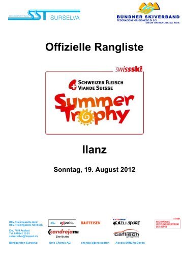 Offizielle Rangliste Ilanz - Swiss-Ski