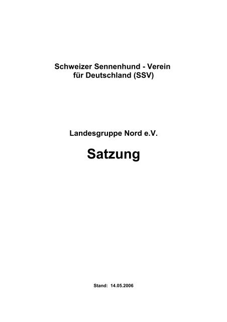 Satzung der Landesgruppe Nord - SSV