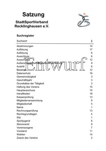 SSV-Satzung 10062010 - Stadtsportverband Recklinghausen e.V.