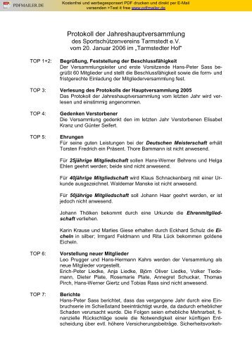 Protokoll der Jahreshauptversammlung - Sportschützenverein ...