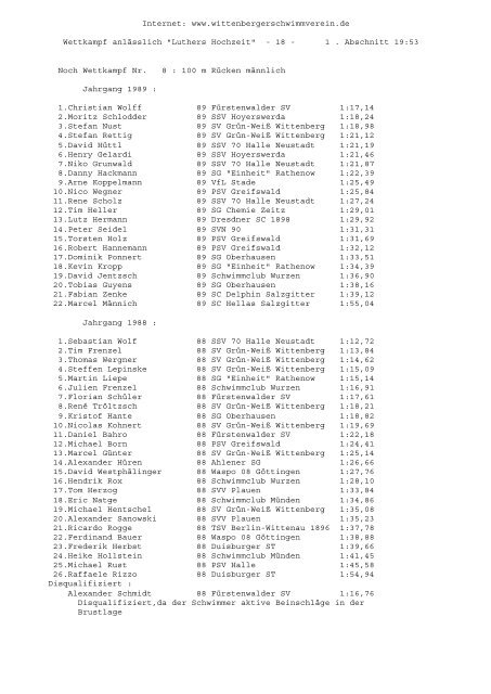 1 . Abschnitt 1 . A - SchwimmSportVereinigung 70 Halle-Neustadt e. V.